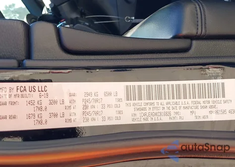 2019 Jeep Grand Cherokee Laredo E 4X2 из США, поврежденный, VIN 1C4RJEAGXKC816826